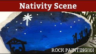 Nativity Silhouette Stone Painting Tutorial  Rock Painting 101 [upl. by Hanni]