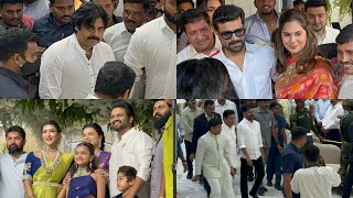 Pawan Kalyan amp Ram Charan Upasans Manchu Manoj Family At Wedding In Hyderabad  CM Revanth Entry [upl. by Doak218]