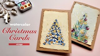 Vintage Watercolor Christmas Cards in 10 Minutes  2 Simple Designs [upl. by Samantha]