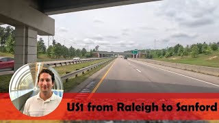 Driving from Raleigh to Sanford North Carolina US 1 from I40 to NC42 [upl. by Fishback576]