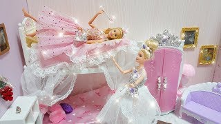 Twin Barbie Bunk Bed Morning Routine Dress up Gaun boneka Barbie Vestido de boneca [upl. by Loralyn]