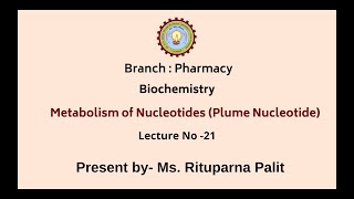 Biochemistry  Metabolism of Nucleotides Purine Nucleotide  AKTU Digital Education [upl. by Chilton]