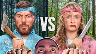 Men Vs Women Survive The Wilderness For 500000  Reacting to Mr Beast [upl. by Marylou]