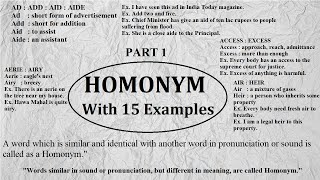 Homonyms With 15 Examples [upl. by Jillian904]