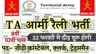 TERRITORIAL ARMY OPEN RALLY BHARTI 2024  TA खुली भर्ती 2024  January TA Rally Notification Out [upl. by Bast]