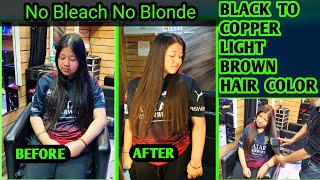 HOW TO BLACK Hair To COOPER BROWN Hair Without Bleach At home haircolor [upl. by Helbon]