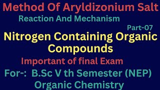 Method Of Preparation Aryldizonium Salt Benzene Diazonium Chloride Reaction amp Reaction Mechanism [upl. by Rodama]