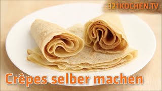 Rezept Crêpes einfach selber machen  Leckeres Pfannkuchen GrundRezept aus der Pfanne [upl. by Sarad844]