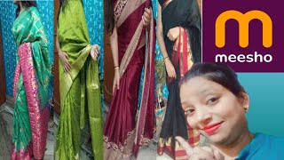 Meesho Festive Saree Haul  Premium SatinKanjivaram Pattu Silk Sarees  Saree For Diwali amp Occasion [upl. by Ahsinal]