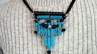 TURQUOISE PAPER BEAD STATEMENT NECKLACE HOW TO DIY jewelry mak [upl. by Dawaj980]