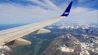 SAS Scandinavian Airlines 737700 OsloKristiansund Safety Takeoff Inflight Landing [upl. by Reinar]