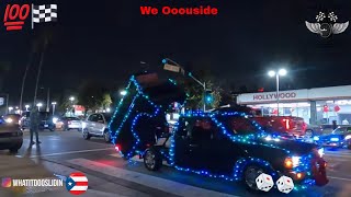 Hollywood Blvd Ca Lowriders Harleys Ride Out Part 2 [upl. by Eilrac]