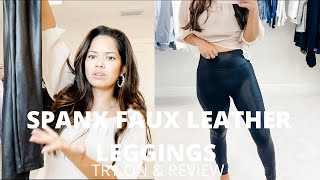 SPANX FAUX LEATHER LEGGINGS REVIEW AND TRY ON  worth the money 3 years old [upl. by Llehsor]