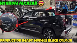 Finally❗️Hyundai Alcazar Facelift 2024 Production Ready Models Black colour 🖤 [upl. by Lamaj744]