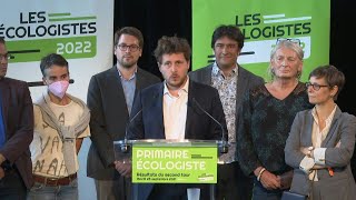 Primaire écologiste quotnotre candidat cest Yannick Jadotquot Julien Bayou  AFP Extrait [upl. by Acirederf]