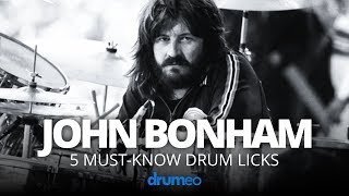 5 MustKnow John Bonham Drum Licks Drum Lesson [upl. by Ecyoj]