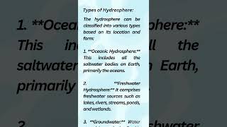 Hydrosphere Types of hydrosphere geography [upl. by Munn]