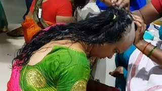 beautiful lady mottai in thiruchendur Kanda sashti headshave in long hair [upl. by Ahsiea]