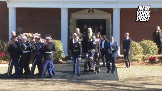 Jimmy Carter says final goodbye to wife Rosalynn at funeral held in the town where they were born [upl. by Yasdnil]