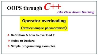 Operator Overloading in c  Static Polymorphism  OOPs in C  Lec32  Bhanu Priya [upl. by Knowle]