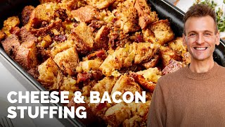 Cheese Bacon amp Sausage Stuffing  Perfect side dish for Thanksgiving [upl. by Anawaj]