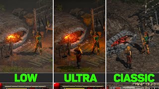 Diablo 2 Resurrected  Low vs Ultra vs Classic  Graphics Comparison 4K [upl. by Enilram973]