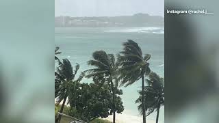 Typhoon hits Guam with fierce winds rains [upl. by Yneffit]