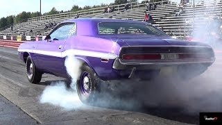 426 Hemi GTX vs 440  6 Pack Challenger  14 Mile Drag Race amp Burn Out Video  Road Test TV ® [upl. by Selway]