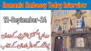 Romania Embassy interview 12September24 new questions  Work Visa Interview Questions [upl. by Bluefield]