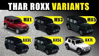 Mahindra Thar Roxx Variants Explained  Thar Roxx All Variants Price  Color and Features [upl. by Onibas924]