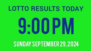 9pm Lotto Results Today September 29 2024 ez2 swertres 2d 3d pcso [upl. by Rehpotsihrc168]