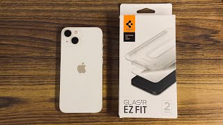 Spigen GLAStR EZ FIT Tempered Glass for iPhone 13Pro  Unboxing  Installation Process [upl. by Chuck961]