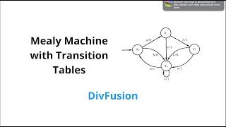 Mealy Machine  Finite Automata with output  Diagram  Transition table  Div Fusion [upl. by Perry]