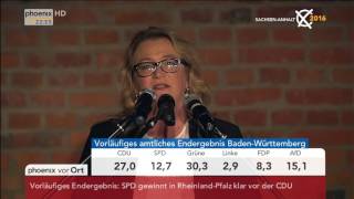 Wahl in SachsenAnhalt Reaktion von Katrin Budde am 13032016 [upl. by Rialcnis711]