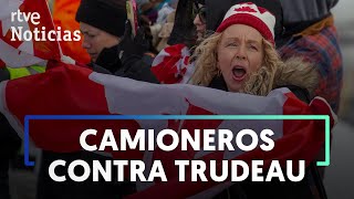 CANADÁ Los CAMIONEROS del CONVOY POR LA LIBERTAD contra la VACUNA OBLIGATORIA  RTVE Noticias [upl. by Fari722]