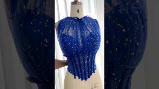 Making a corset long sleeves royal blue mini dress prom wedding hautecouture sewing dressmaking [upl. by Ajay465]