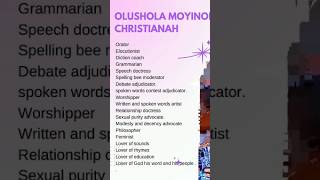 Meet Olushola Moyinoluwa Christianah A lady with an embodiment of eloquence and purpose [upl. by Lenahc713]