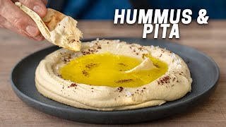 Super Smooth Hummus and EASY Pita Recipe [upl. by Enaile]