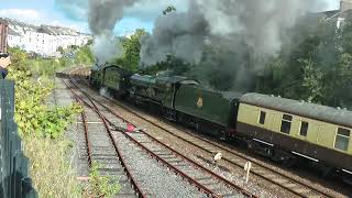 7029 Clun Castle and 5043 Earl of Mount Edgecumbe work the Mayflower 270924 [upl. by Airlie]