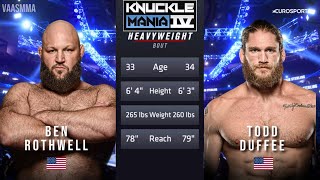 BEN ROTHWELL VS TODD DUFFEE FULL FIGHT BKFC KNUCKLE MANIA 4 [upl. by Amiarom]