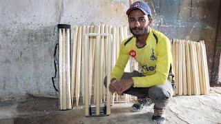 How to Make Wooden Cricket WicketsStumps And Bails With Amazing Skills [upl. by Grenier833]