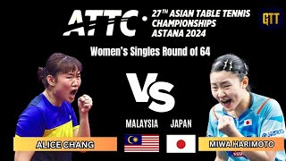 Alice Chang MAS Vs Miwa Harimoto JPN  2024 Asian Championships Mens Singles Round of 64 [upl. by Ghassan817]