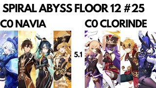 C0 Navia Plunge amp C0 Clorinde Overload  Spiral Abyss Floor 12  Genshin Impact 51 Gameplay [upl. by Esmaria365]