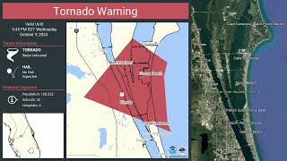 9th October 2024  Tornado Warning  Space Coast Cape Canaveral Florida  NOAA Weather Radio [upl. by Annis]