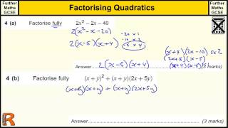 Factorising Quadratics GCSE Further Maths revision Exam paper practice amp help [upl. by Eeryk239]