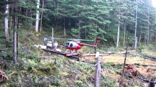 MD500 confined area backwards takeoff from log pad [upl. by Remliw]