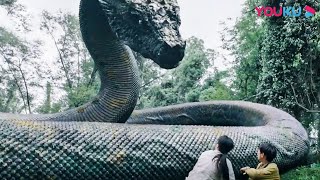 The boy became friends with a big snake when running from a monster  Snake 3  YOUKU MONSTER MOVIE [upl. by Nadnal]