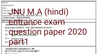 JNU MA hindi entrance exam question paper 2020 part 1 [upl. by Inanaup]