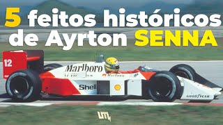 5 FEITOS HISTÓRICOS DE AYRTON SENNA NAS PISTAS [upl. by Dibb733]