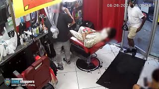 Caught On Camera Man Robs Bronx Barbershop At Gunpoint Gets Away With Nearly 30K Worth Of Propert [upl. by Aihsekal]